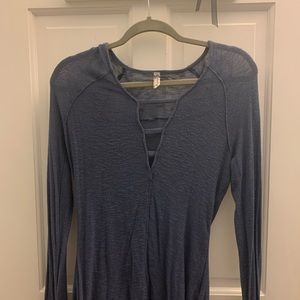Free People Blue Henley Top